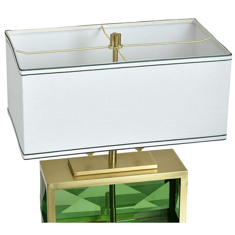 Image 6 Tamara Day Celeste 21"H Green & Brass Crystal Table Lamp w/ Off-White Shade more views