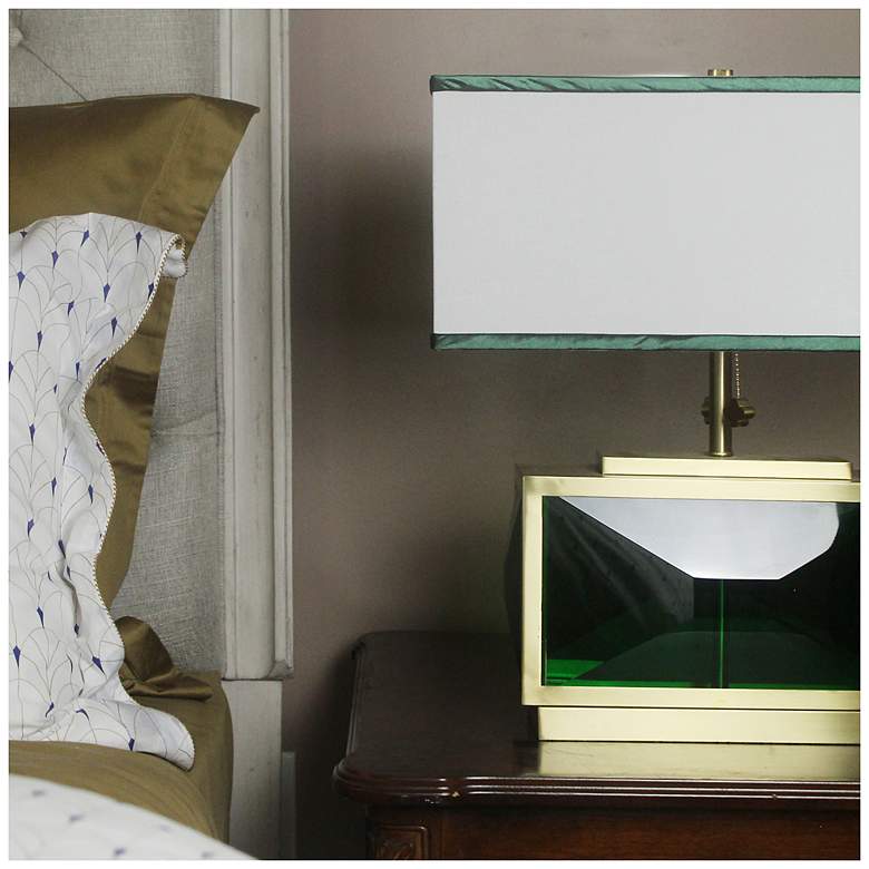 Image 7 Tamara Day Celeste 21"H Green & Brass Crystal Table Lamp w/ Off-White Shade more views