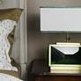 7_Tamara Day Celeste 21"H Green & Brass Crystal Table Lamp w/ Off-White Shade more views