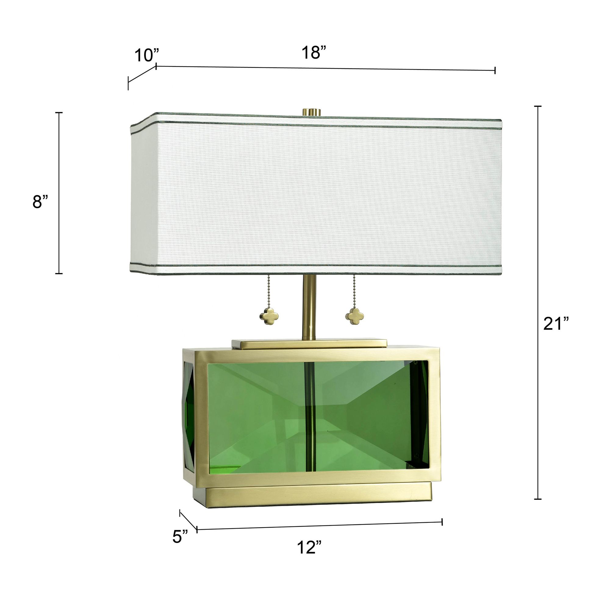 Tamara Day Celeste 21"H Green & Brass Crystal Table Lamp w/ Off-White Shade