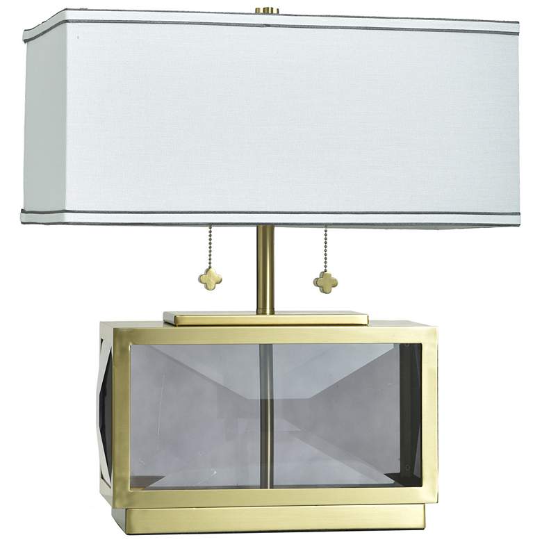 Image 2 Tamara Day Celeste 21"H Smoke & Brass Crystal Table Lamp w/ Off-White Shade