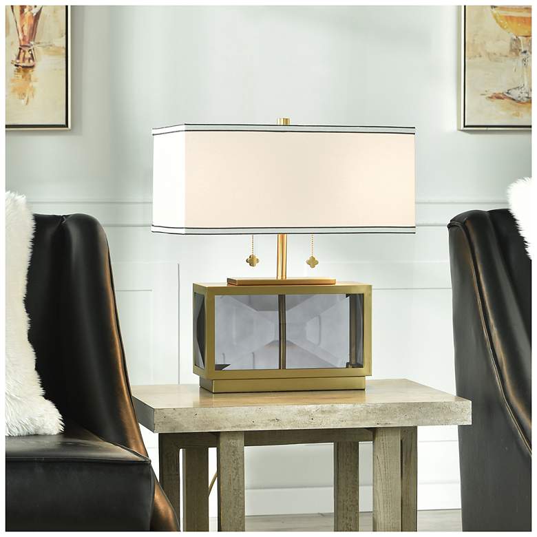 Image 1 Tamara Day Celeste 21"H Smoke & Brass Crystal Table Lamp w/ Off-White Shade