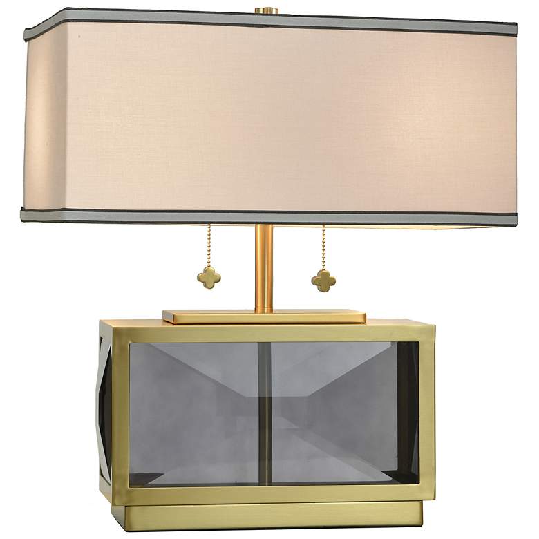 Image 3 Tamara Day Celeste 21"H Smoke & Brass Crystal Table Lamp w/ Off-White Shade more views
