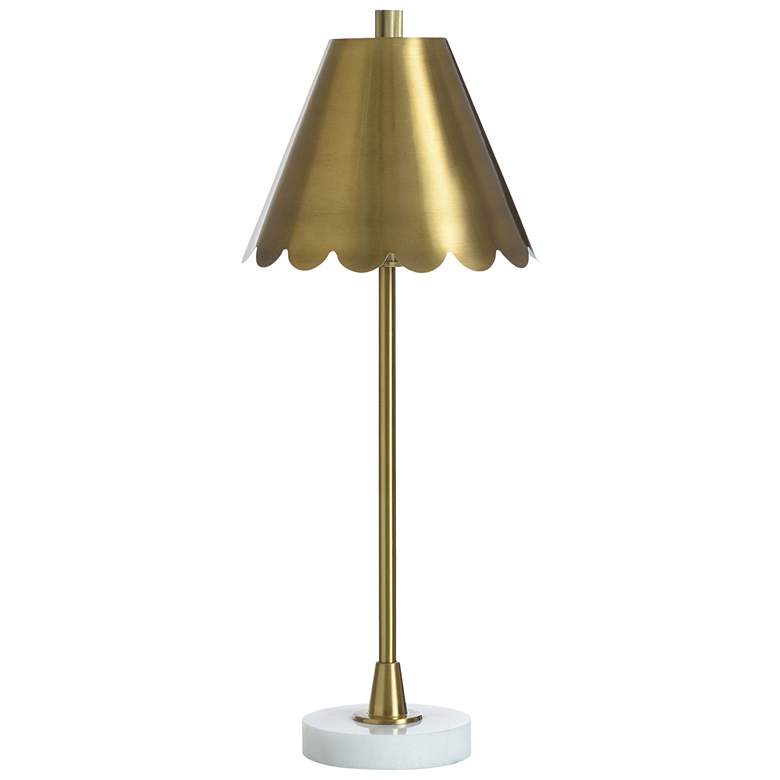 Image 1 Tamara Day Daphne 26"H White Marble Table Lamp With Polished Brass Shade