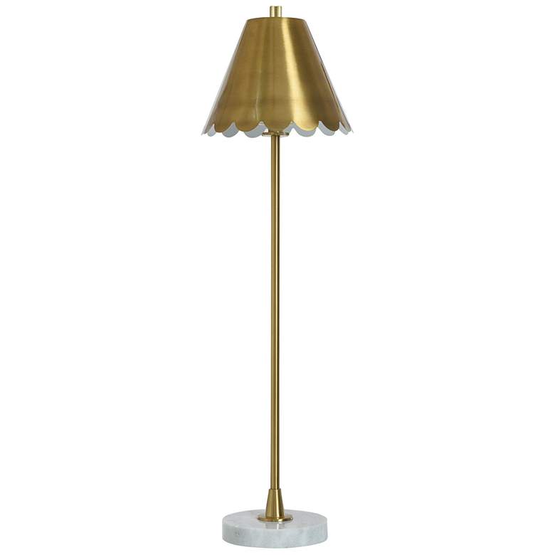 Image 1 Tamara Day Daphne 36"H White Marble Table Lamp With Brass Shade