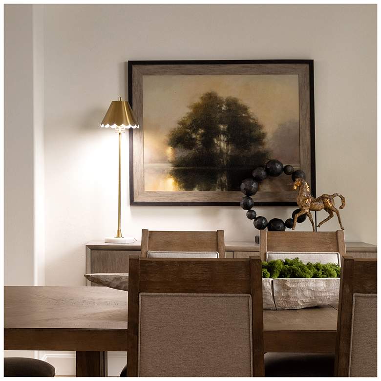 Image 3 Tamara Day Daphne 36"H White Marble Table Lamp With Brass Shade more views