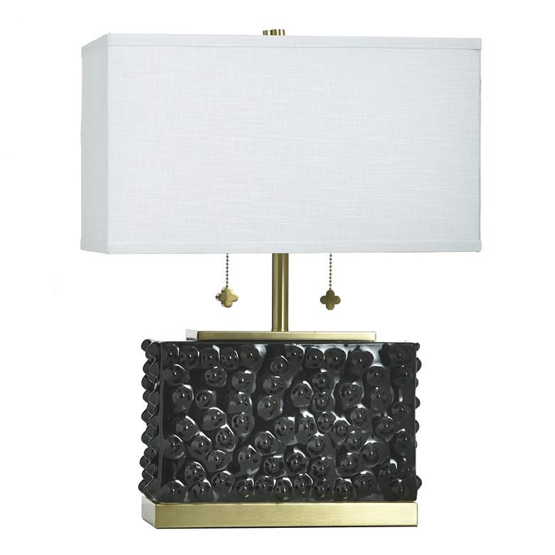 Image 2 Tamara Day Edmund 21" High Glossy Black Table Lamp With Off-White Shade
