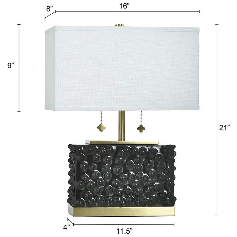 Image 7 Tamara Day Edmund 21" High Glossy Black Table Lamp With Off-White Shade more views