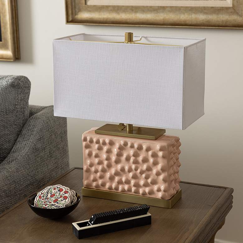 Image 7 Tamara Day Edmund 21" High Pearl Blush Table Lamp With Off-White Shade more views