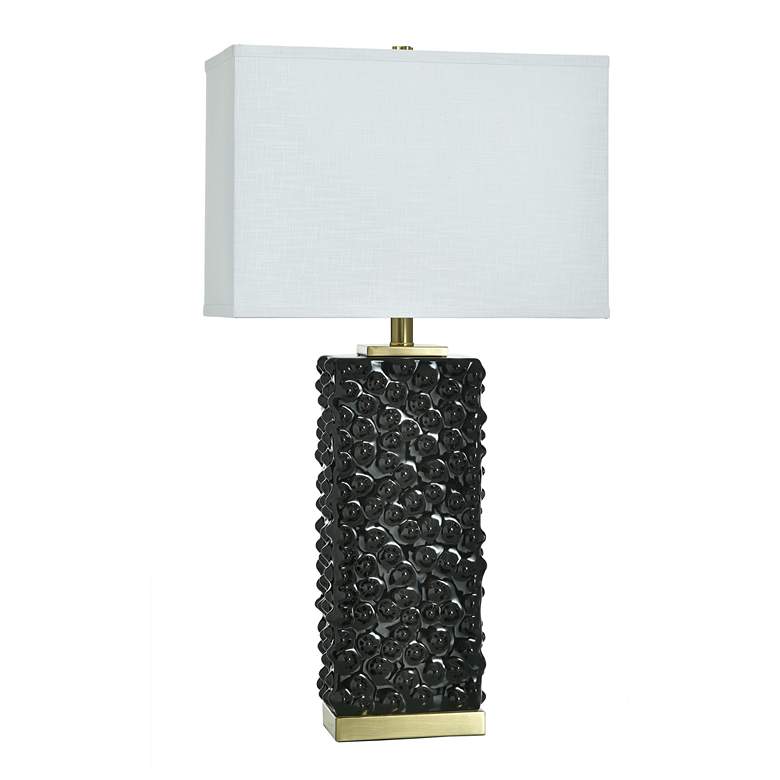 Image 2 Tamara Day Edmund 30"H Brass & Glossy Black Table Lamp With Off-White Shade