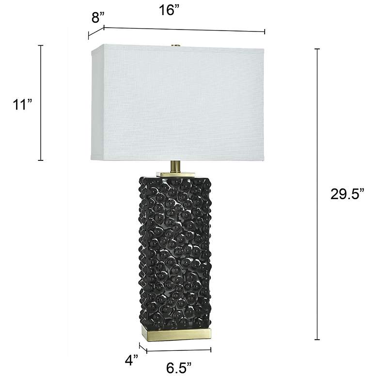 Image 7 Tamara Day Edmund 30"H Brass & Glossy Black Table Lamp With Off-White Shade more views