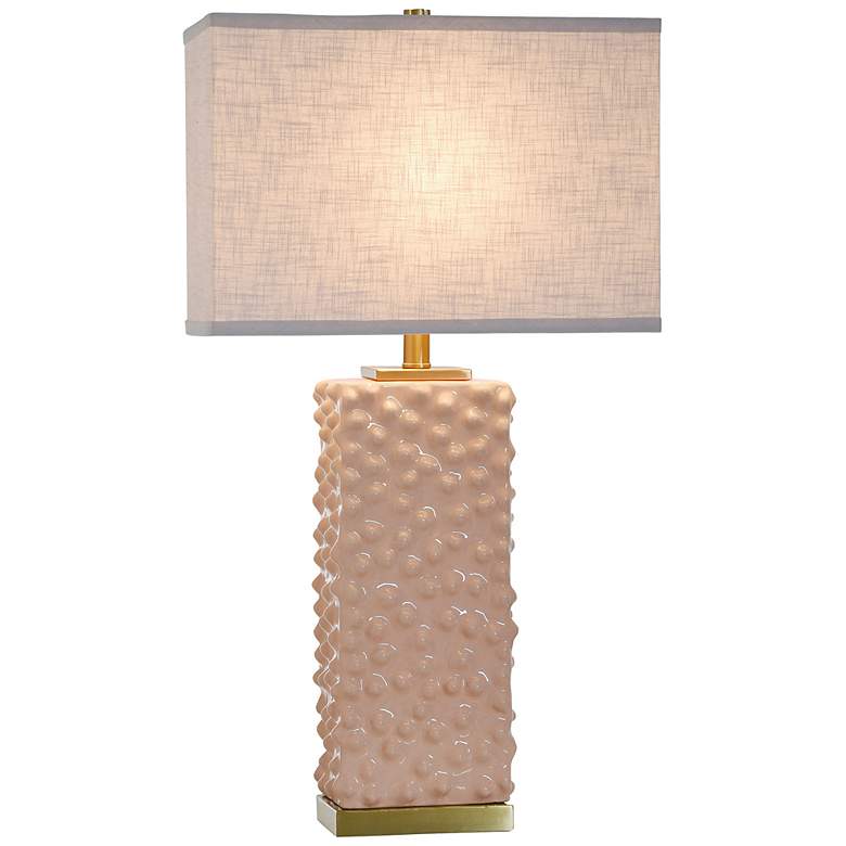 Image 2 Tamara Day Edmund 30"H Brass & Pearl Blush Table Lamp With Off-White Shade more views