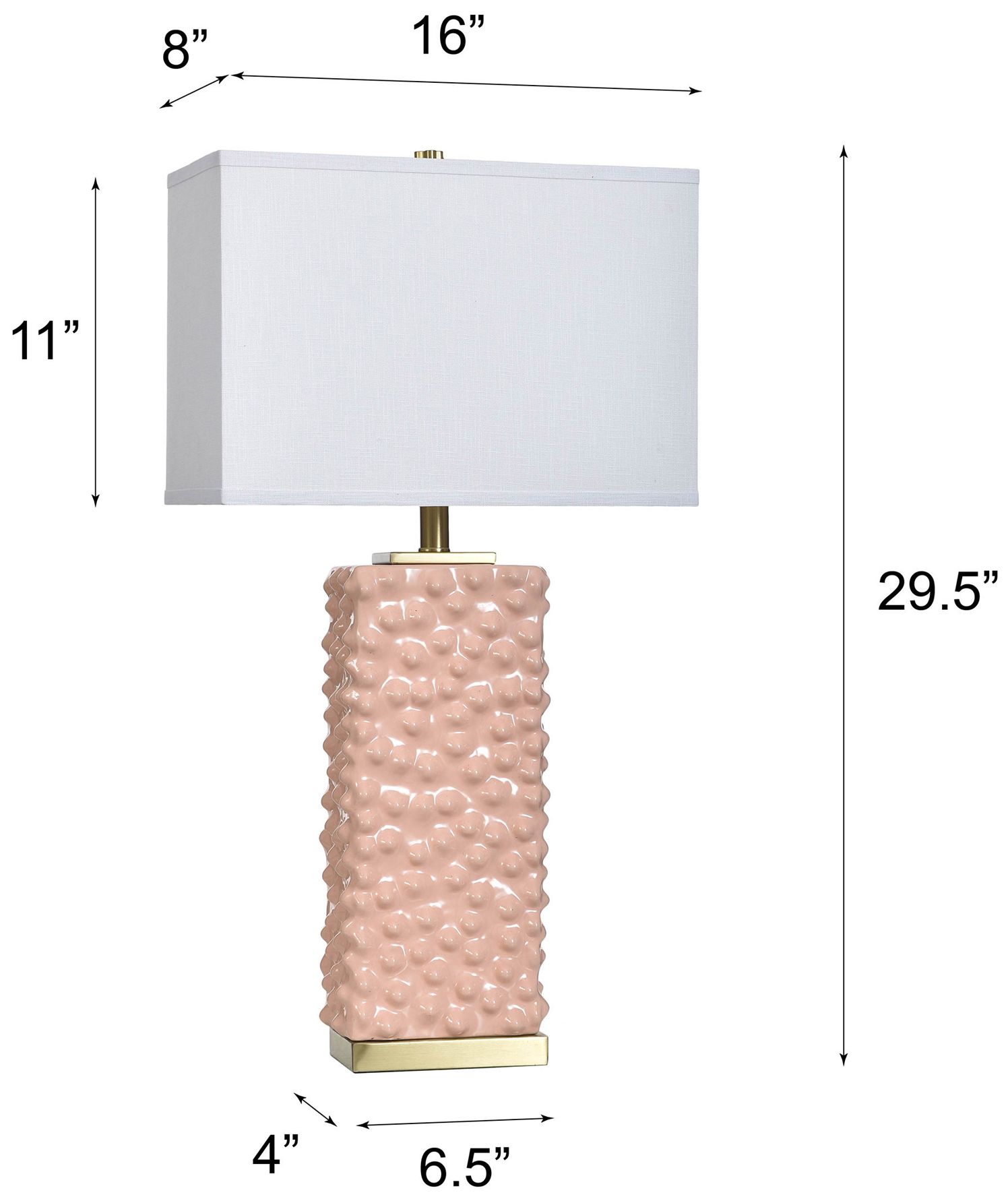 Tamara Day Edmund 30"H Brass & Pearl Blush Table Lamp With Off-White Shade