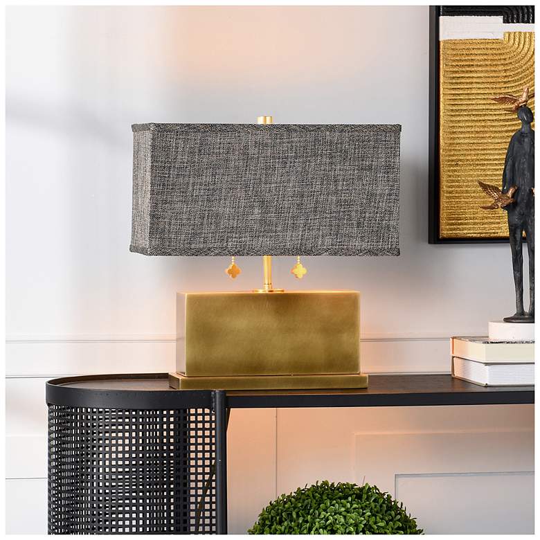 Image 1 Tamara Day Eleanora 17"H Polished Brass Table Lamp With Dark Brown Shade