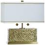 2_Tamara Day Eleanora 17" High Hammered Steel Table Lamp With Off-White Shade