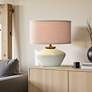 1_Tamara Day Gwendolyn 18"H White & Gold Table Lamp With Textured Pink Shade