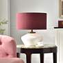 1_Tamara Day Gwendolyn 18" High White & Gold Table Lamp With Burgundy Shade