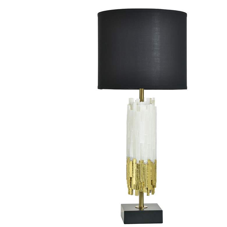 Image 2 Tamara Day Jasper 33"H Black, White & Gold Leaf Table Lamp With Black Shade