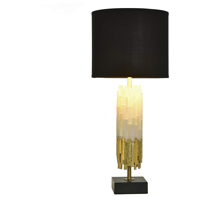 Image 3 Tamara Day Jasper 33"H Black, White & Gold Leaf Table Lamp With Black Shade more views