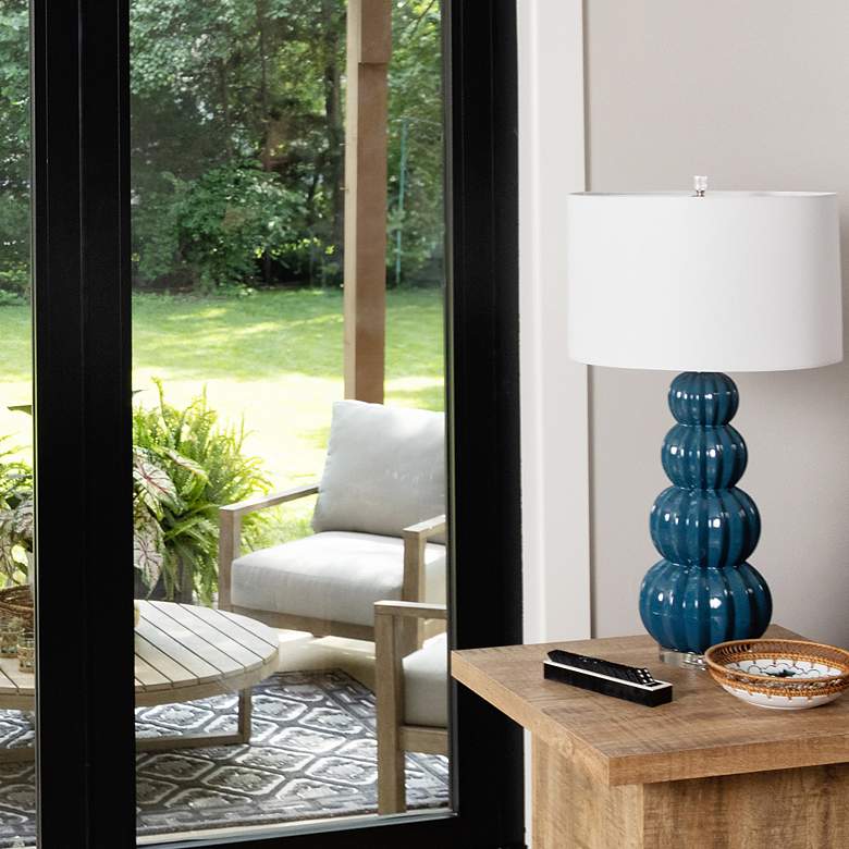 Image 6 Tamara Day Ophelia 33" High Navy Table Lamp With Off-White Shade more views