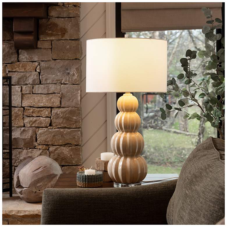 Image 3 Tamara Day Ophelia 33" High Pink Peony Table Lamp With Off-White Shade more views