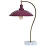 1_Tamara Day Penelope 24"H Brass & Marble Table Lamp With Burgundy Shade