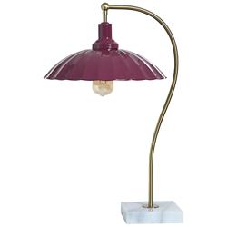 Tamara Day Penelope 24"H Brass & Marble Table Lamp With Burgundy Shade