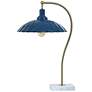 1_Tamara Day Penelope 24"H Brass & White Marble Table Lamp With Navy Shade