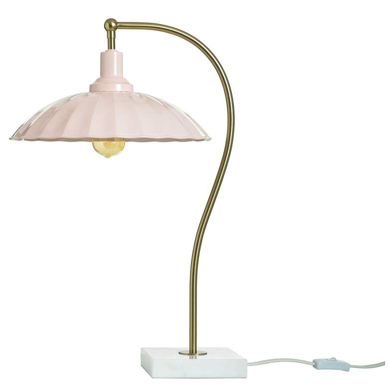 Image 2 Tamara Day Penelope 24"H Brass & White Marble Table Lamp With Pink Shade