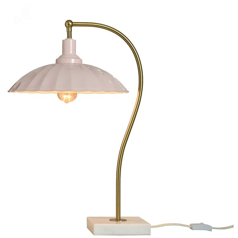 Image 3 Tamara Day Penelope 24"H Brass & White Marble Table Lamp With Pink Shade more views