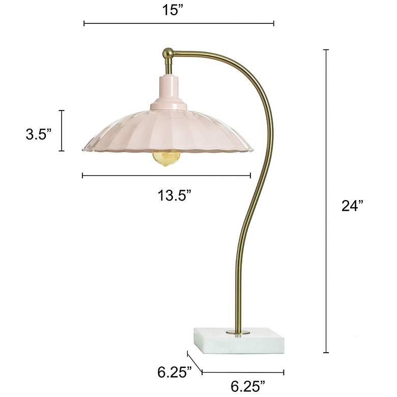 Image 7 Tamara Day Penelope 24"H Brass & White Marble Table Lamp With Pink Shade more views