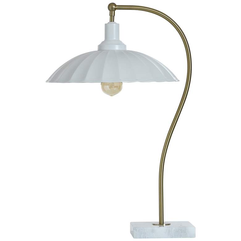 Image 2 Tamara Day Penelope 24"H Brass & White Marble Table Lamp With White Shade
