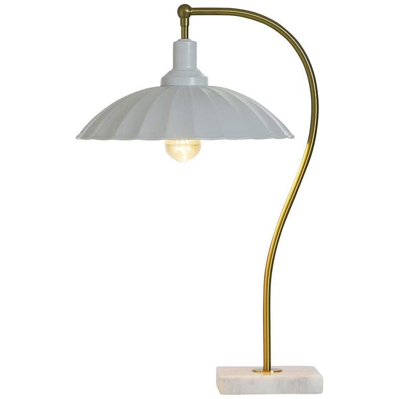 Image 3 Tamara Day Penelope 24"H Brass & White Marble Table Lamp With White Shade more views