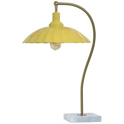 Tamara Day Penelope 24"H Brass & White Marble Table Lamp With Yellow Shade
