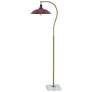 1_Tamara Day Penelope 61"H White Marble & Brass Floor Lamp w/ Burgundy Shade
