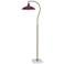 Tamara Day Penelope 61"H White Marble & Brass Floor Lamp w/ Burgundy Shade