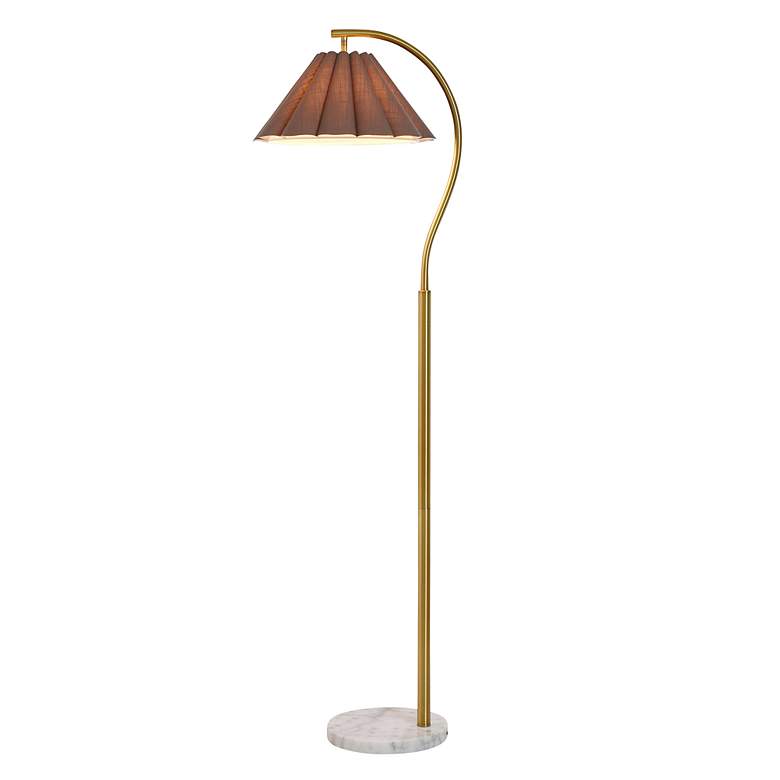 Image 2 Tamara Day Penelope 61"H White Marble & Brass Floor Lamp w/ Off-Brown Shade more views