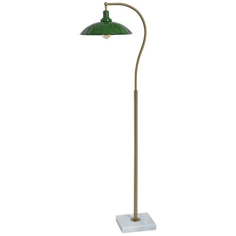 Image 1 Tamara Day Penelope 61"H White Marble & Brass Floor Lamp With Green Shade