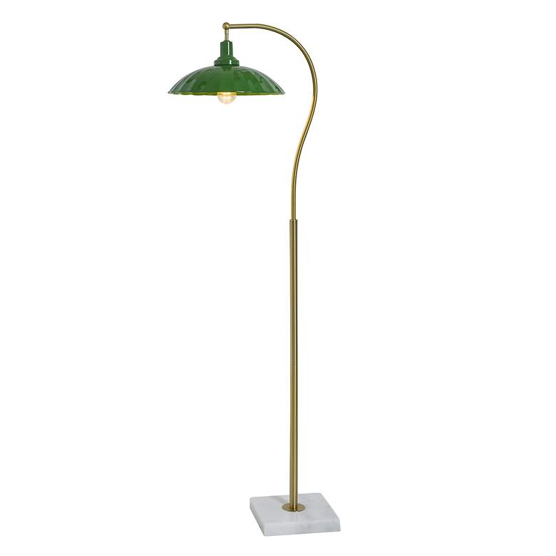 Image 2 Tamara Day Penelope 61"H White Marble & Brass Floor Lamp With Green Shade more views