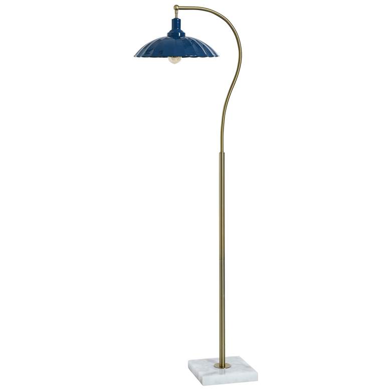 Image 2 Tamara Day Penelope 61"H White Marble & Brass Floor Lamp With Navy Shade