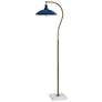 2_Tamara Day Penelope 61"H White Marble & Brass Floor Lamp With Navy Shade