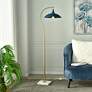 1_Tamara Day Penelope 61"H White Marble & Brass Floor Lamp With Navy Shade