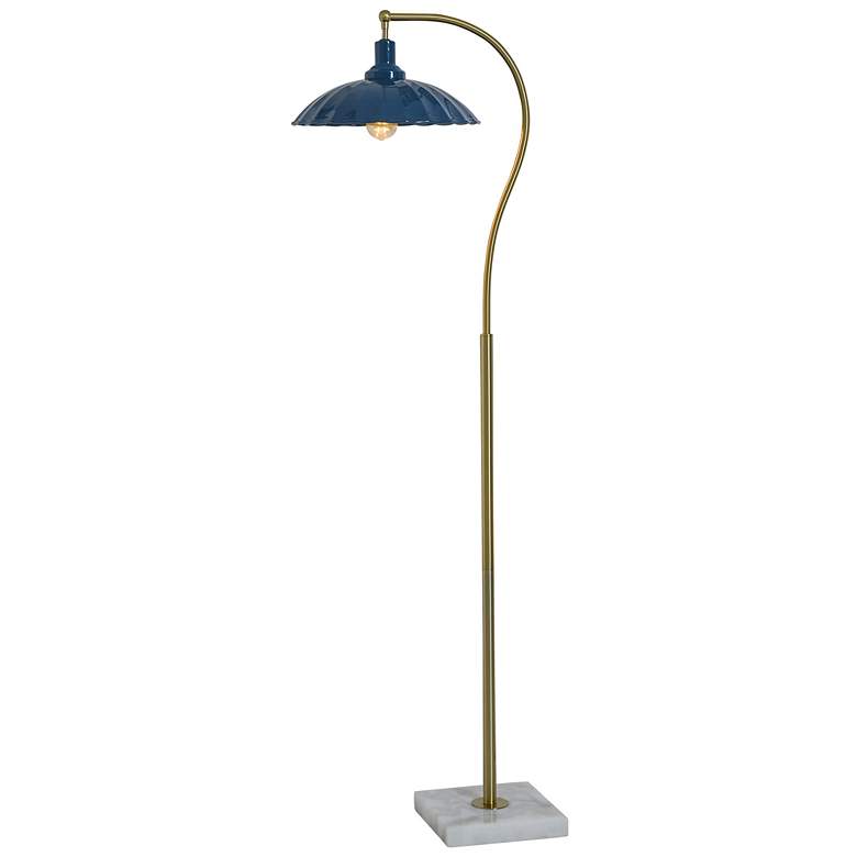 Image 3 Tamara Day Penelope 61"H White Marble & Brass Floor Lamp With Navy Shade more views