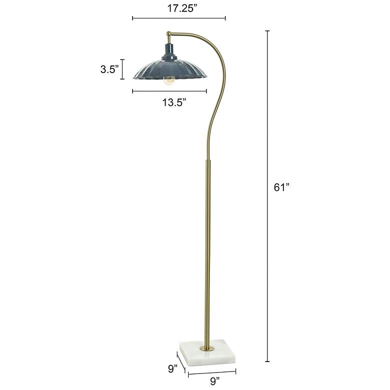 Image 7 Tamara Day Penelope 61"H White Marble & Brass Floor Lamp With Navy Shade more views