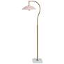 2_Tamara Day Penelope 61"H White Marble & Brass Floor Lamp With Pink Shade