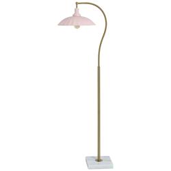 Tamara Day Penelope 61"H White Marble & Brass Floor Lamp With Pink Shade