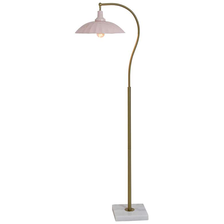 Image 3 Tamara Day Penelope 61"H White Marble & Brass Floor Lamp With Pink Shade more views