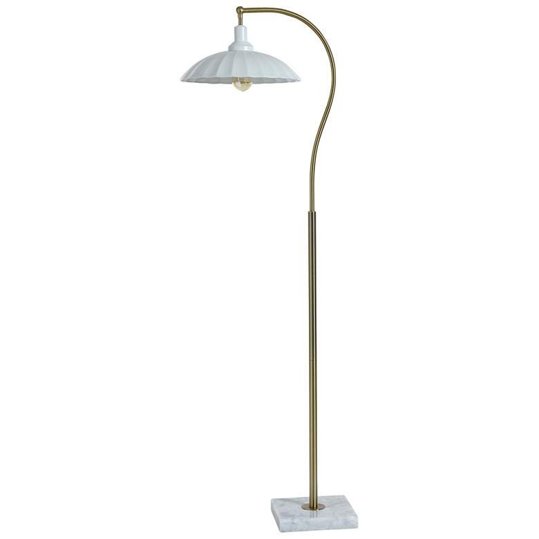 Image 2 Tamara Day Penelope 61"H White Marble & Brass Floor Lamp With White Shade