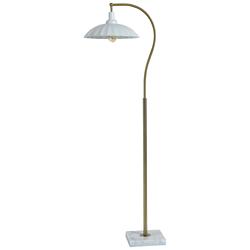 Tamara Day Penelope 61"H White Marble & Brass Floor Lamp With White Shade