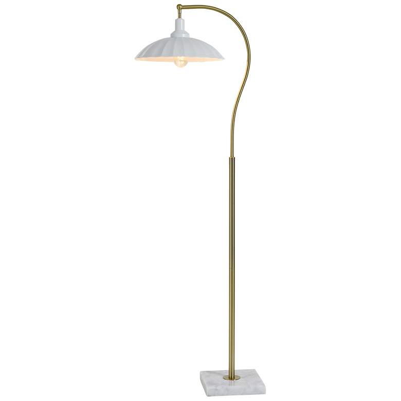 Image 3 Tamara Day Penelope 61"H White Marble & Brass Floor Lamp With White Shade more views